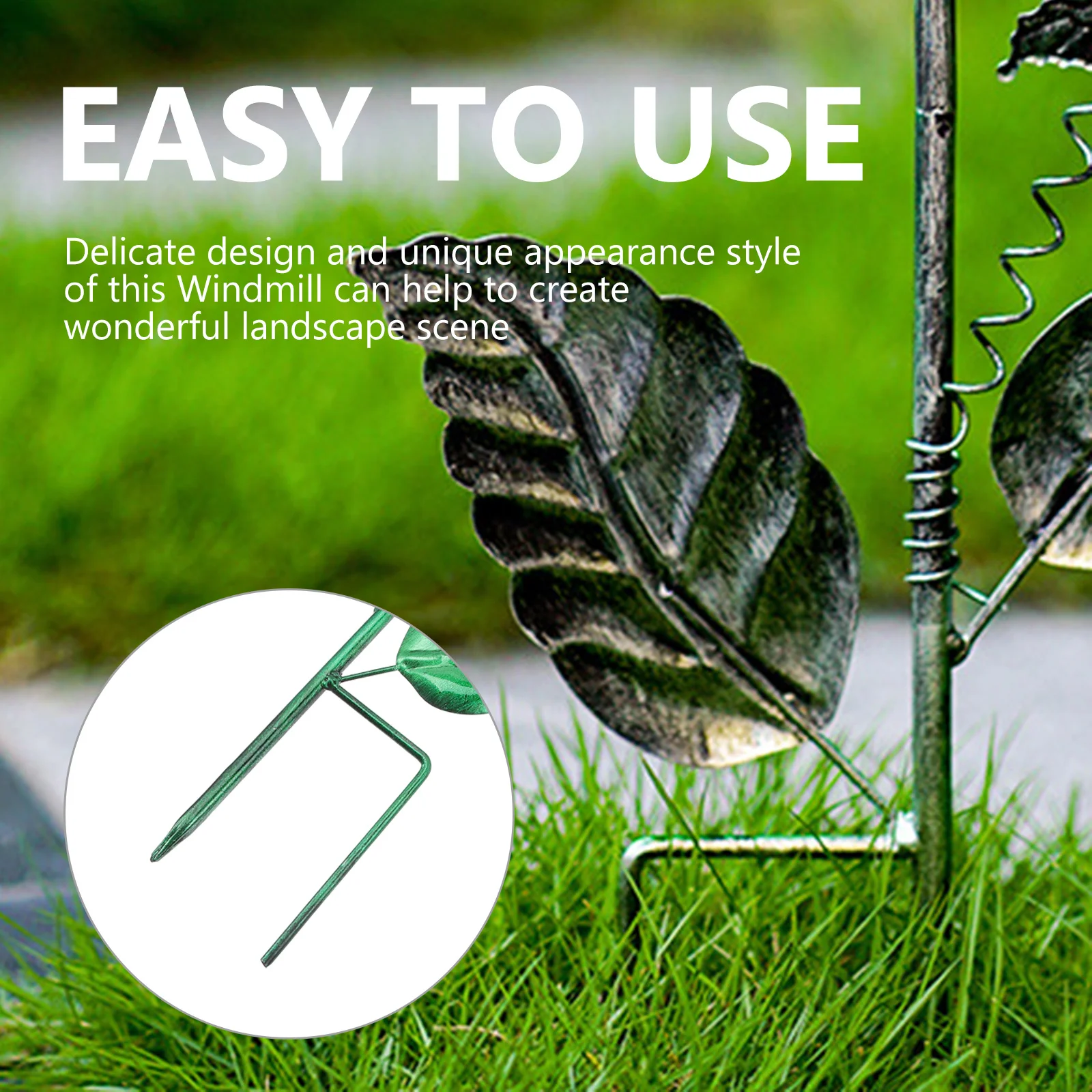 

Metal Windmill Decor For Garden Yard Sunflower Shaped Pinwheel Outdoor Landscape Ornament Iron Craft Rotating Stake For