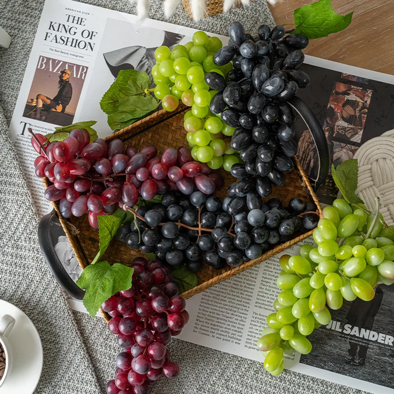 Cadena de uvas de simulación de 36/85 cabezas, modelo de frutas falsas, decoraciones para el hogar y el jardín, accesorios de fotografía, adornos festivos para fiesta de boda