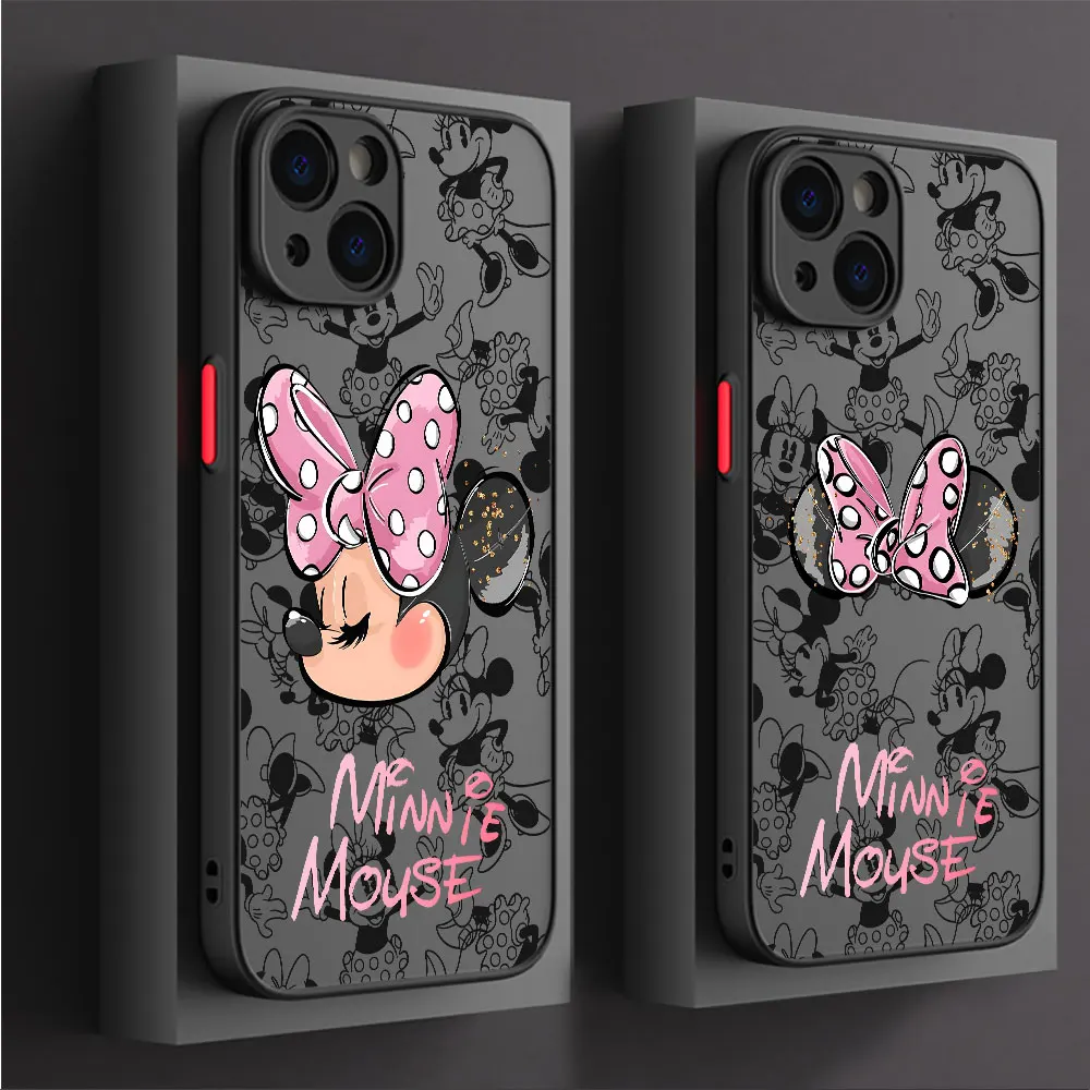 Disney Mickey Minnie Mouse Phone Case for Apple iPhone 15 Pro Max 13 14 Plus 12 Mini 11 Pro XR 8 SE 7 6S XS MAX Matte Cover