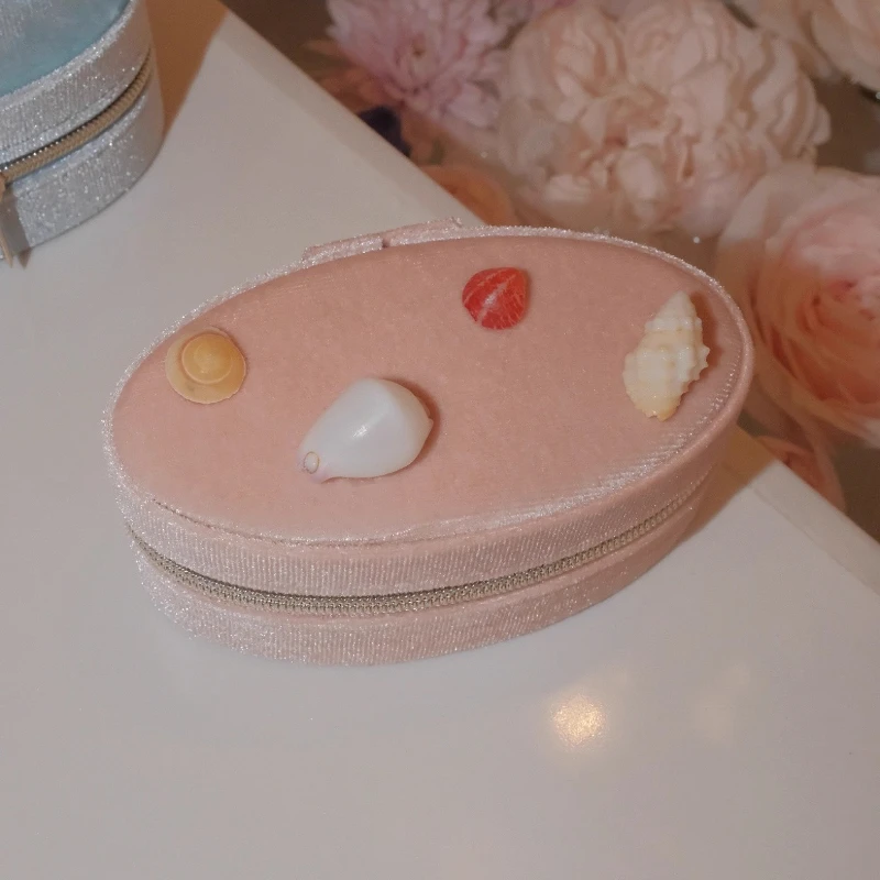 صندوق مجوهرات على شكل صدفة محارة طبيعية، منظم خاتم وسوار لطيف، صندوق تخزين محمول رائع، حاوية تزيين على شكل صدفة #4