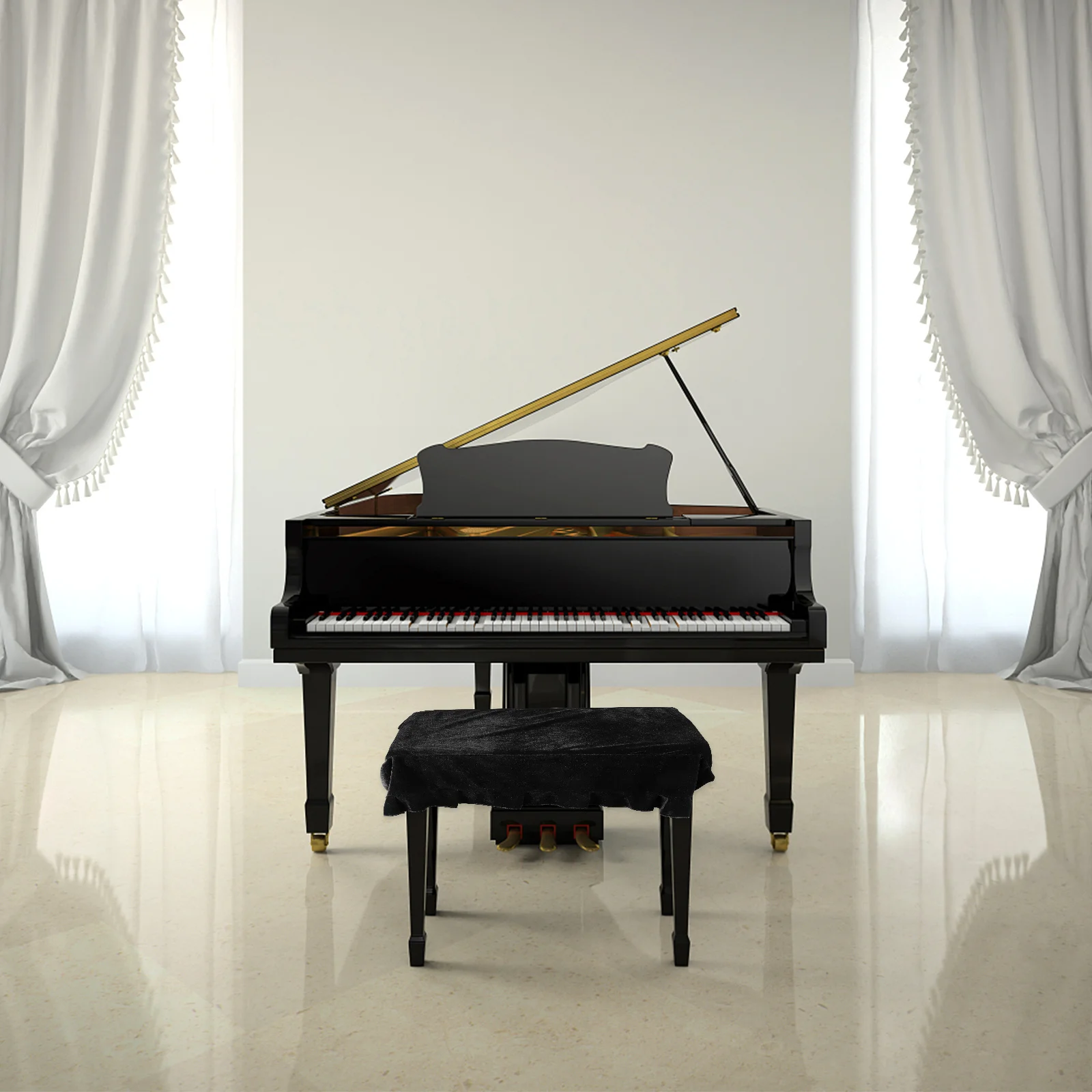 

Comfortable Piano Stool Cover Anti Scratch Seat Protector Easy to Assemble Disassemble for Home Office Use Bench Cover