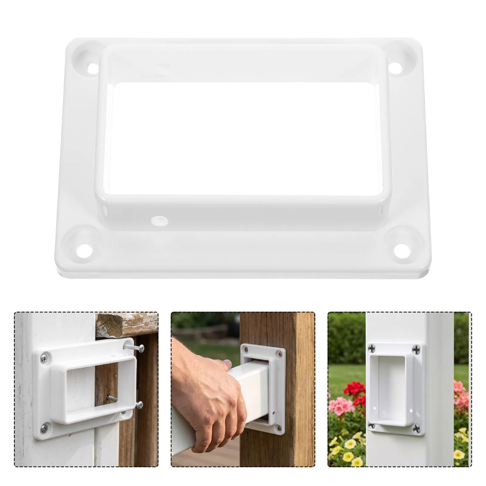 4Pcs Vinyl Fence Panel Brackets White PVC Deck Railing Bracket Connectors Slotted Handrail Fence Mounting Replacement