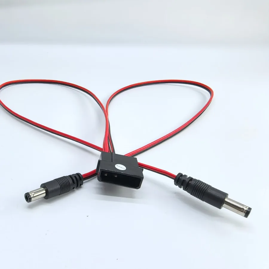 IDE Molex Male to One or 2-Port DC 5.5mm x 2.1mm 5.5x2.1 Converter Adapter Power Supply Cable 12V 18AWG Wire 50cm
