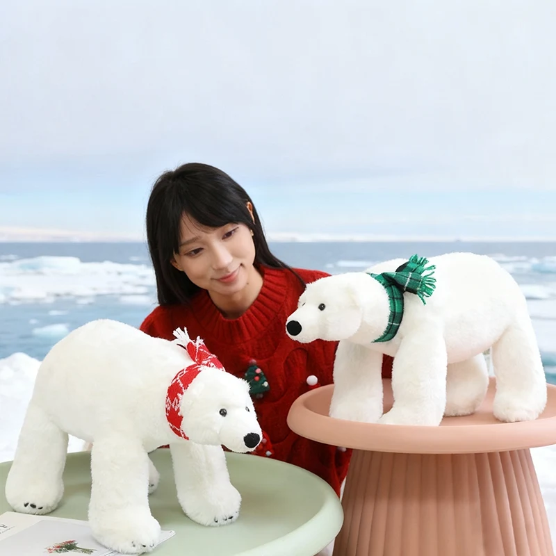 

Fairy Tale Polar Bear Plush Toys Stuffed Cuddly Christmas Scarf Polar Bear Doll Warm Cute Children Companion Birthday Gift