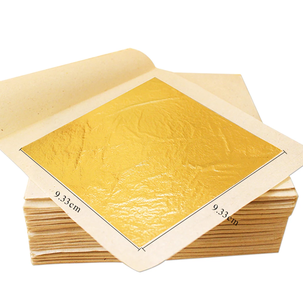 500Pcs Genuine Gold Leaf Sheets 24K Real Gold Foil Arts Crafts Food Decoration Painting Gilding Crafts Paper Gold Foil Gold Leaf