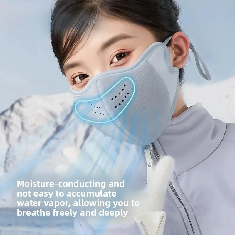 3D Stereo Winter Warm Mask Unisex High-Aesthetic Windproof Cold-Resistant Polyester Fiber for Outdoor Activities