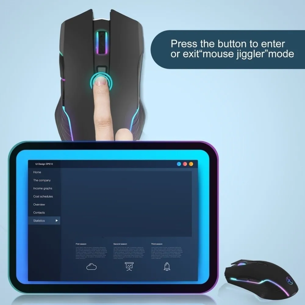 Mouse Nirkabel USB/Tipe C 2.4G LED Backlit Mouse Berkabel Isi Ulang Desain Ergonomis Mode Jiggler Mouse Nirkabel Optik