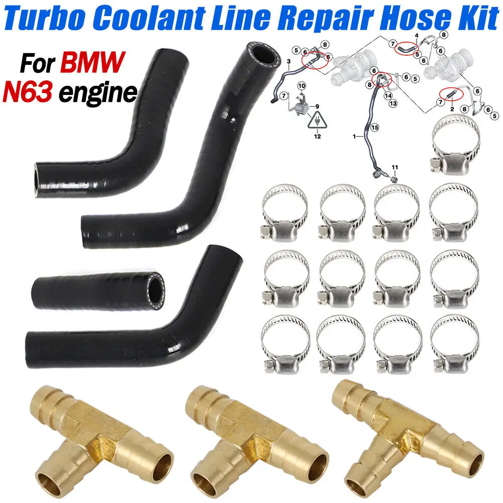 Upgrade Turbo Coolant Line Repair Hose Kit For BMW N63 X5 X6 50iX 550i 650i 750i