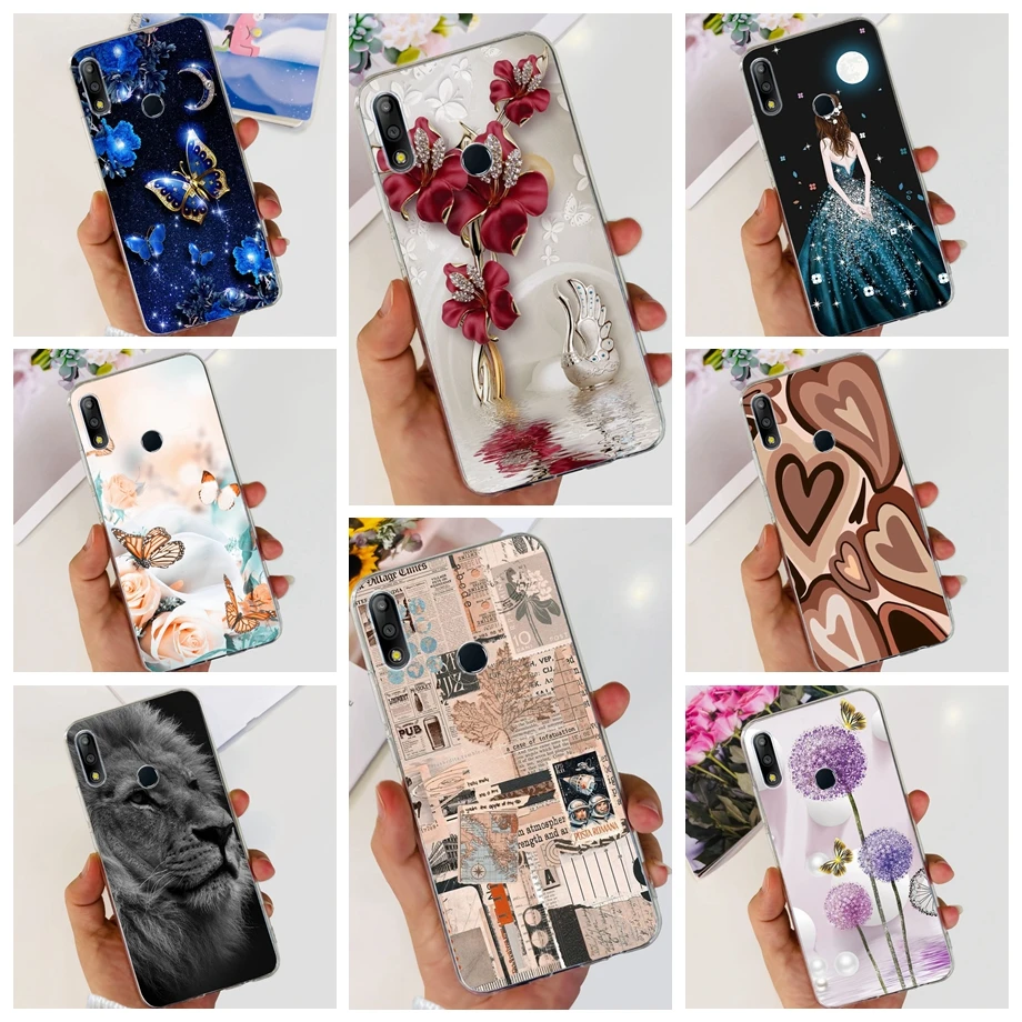 Phone Case For Asus Zenfone Max Pro M2 ZB631KL ZB633KL Silicone Soft Cover Transparent  Capa Flower Jelly Girl Bumper asus ZB631