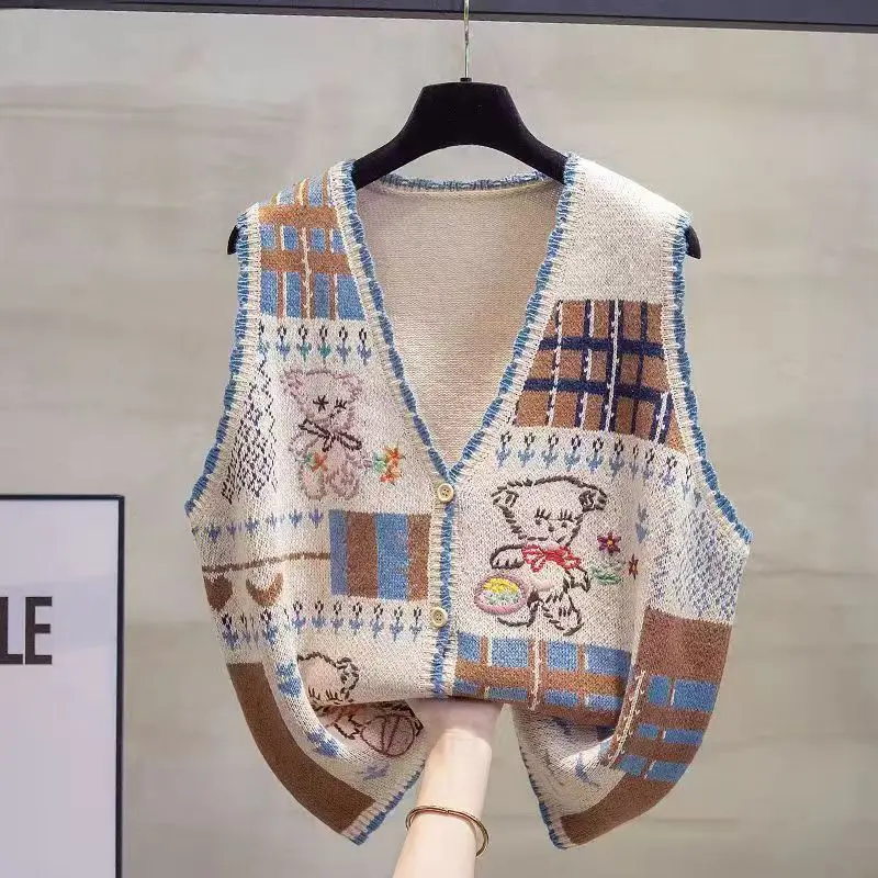 

Knitted Vest for Women, Spring and Autumn New Style, Layered on Top, Loose and Slimming, Sleeveless Sweater, Vest Clip