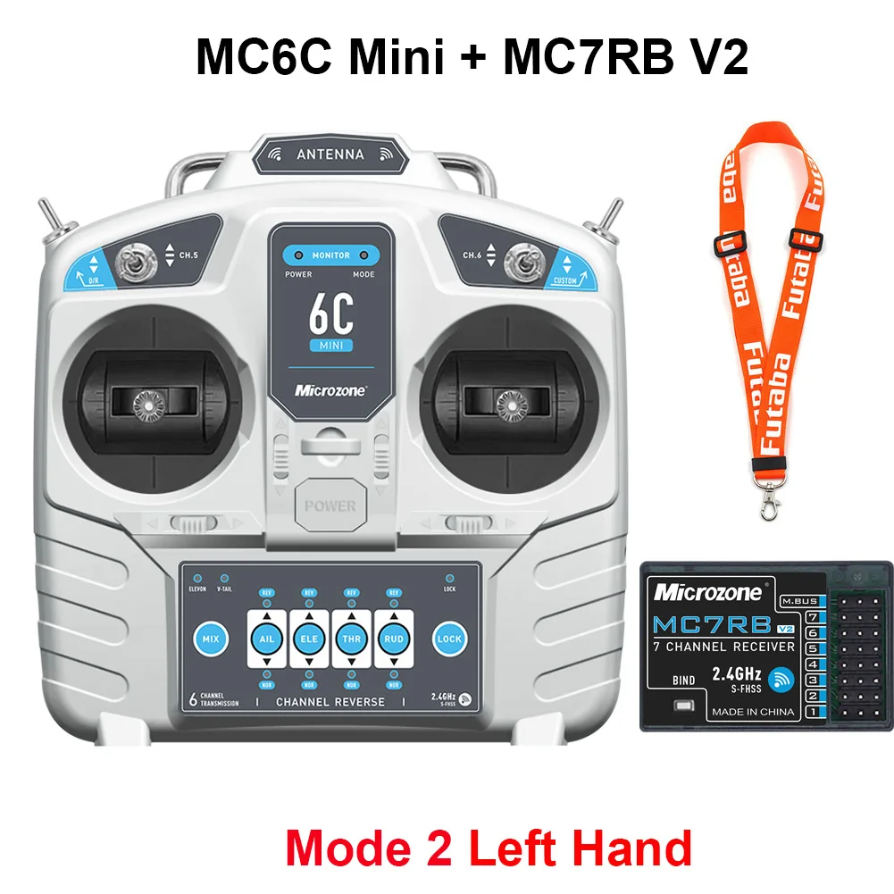 Microzone Mc6c Mini V2 2.4G 6ch Controller Zender W/Ontvanger Radiosysteem Voor Rc Vliegtuig Drone Multirotor Helikopterboot
