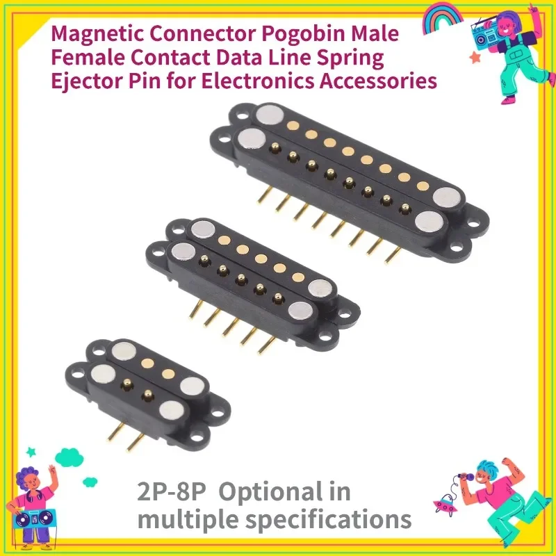 

1/5 Pair Waterproof DC Magnetic Pogo Pin Connector 2 3 4 5 6 7 8 9 Poles 2.54 MM Pogopin Male Female Contact Strip 90 Degree