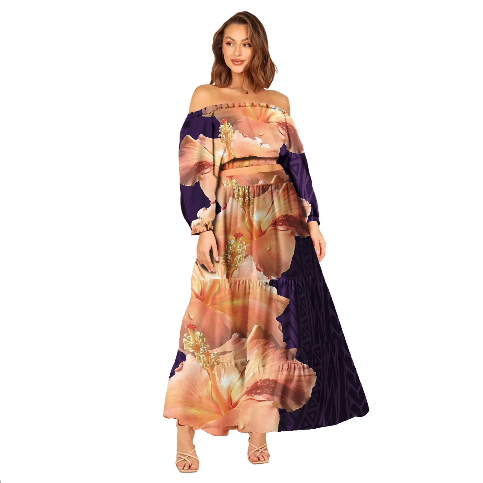 Polynesian Elei Tribal Design Custom High Quality Off Shoulder Puletasi Dresses Pacific Island Art Trendy Party Puletasi Dress