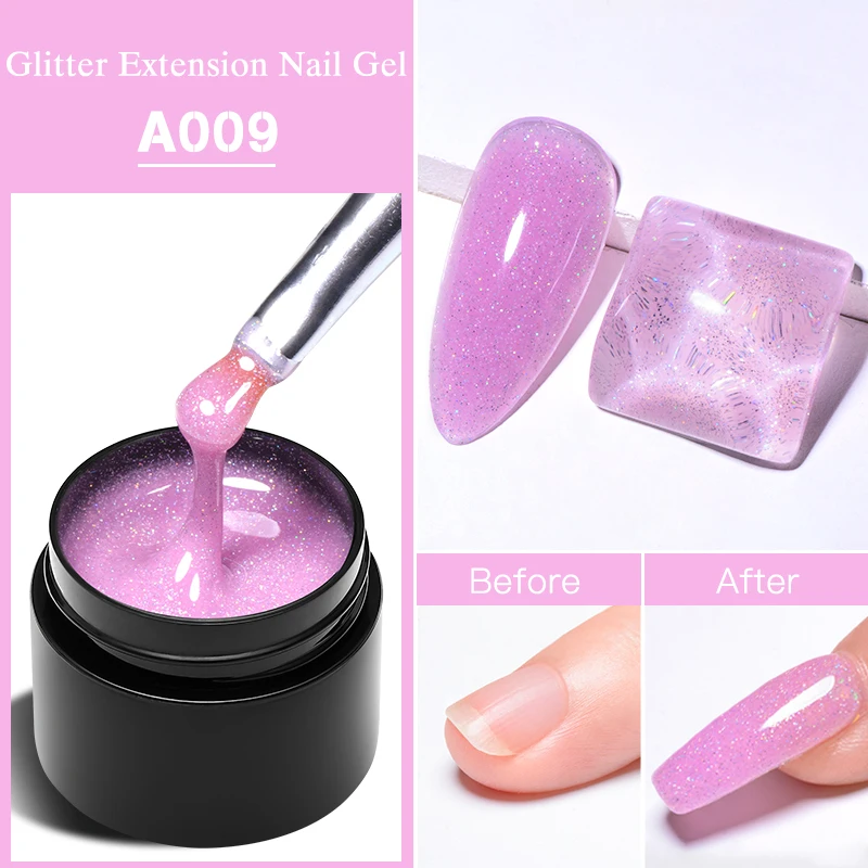 MEET ACROSS 8ml Quick Extension Nail Gel Glitter Color Acrylic Quick Building Gel Polish Nail Art Varnishes DIY Design Manicure