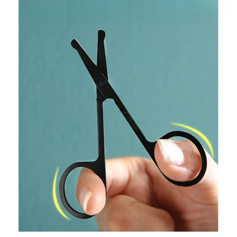 ماكينة تشذيب شعر الأنف الآمنة برأس مستدير أسود من الفولاذ المقاوم للصدأ لكل من الرجال والنساء