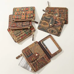 Retro Card Holder Exquisite Wallet Multi Card Case Cork Ultra Thin Card Pocket Zipper Small Wallets Big Capacity Coin Purse