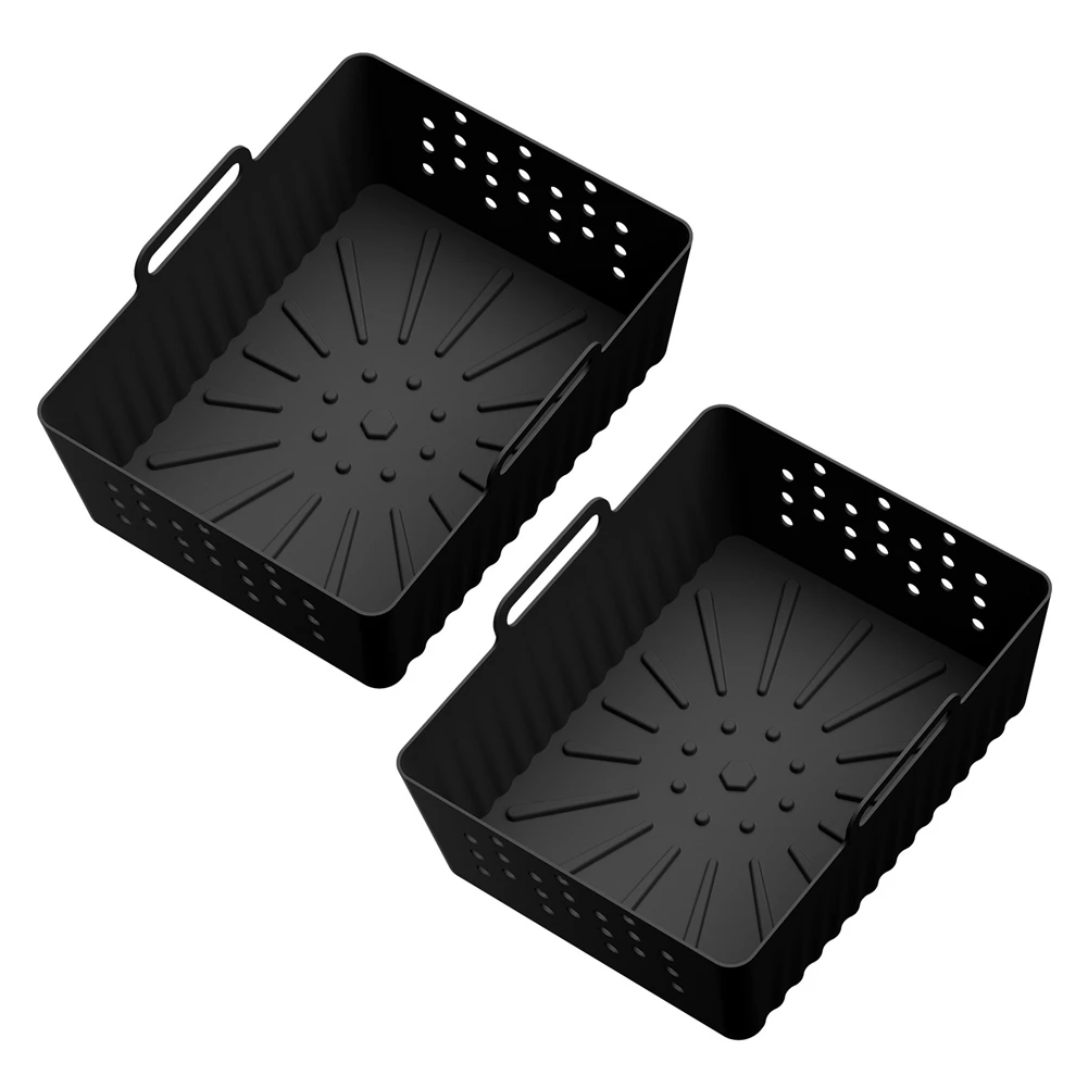 2PCS Air Fryer Silicone Liners for Ninjia SL400UK/SL401 Basket Air Fryer Reusable Air Fryer Pot Accessories Black TQ