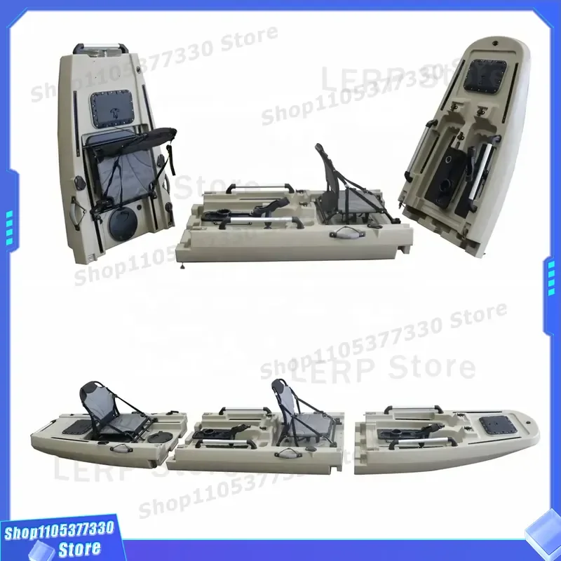 14.5FT Modular Kayak Double Seat Sit on Top Fishing Kayak for 2 Person PE Plastic Pedal Kayak for Fishing