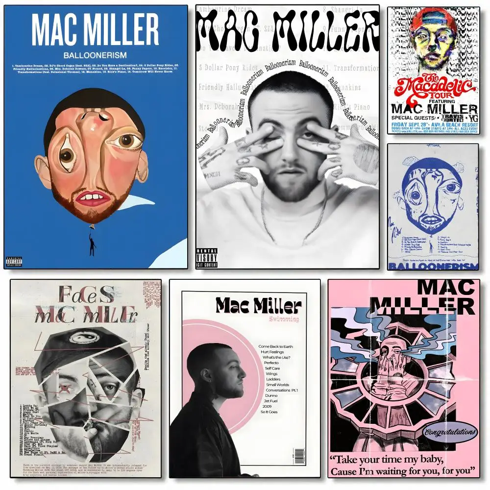 Singer M-Mac Miller Poster Self-adhesive Art Waterproof Paper Sticker Coffee House Bar Room Wall Decor