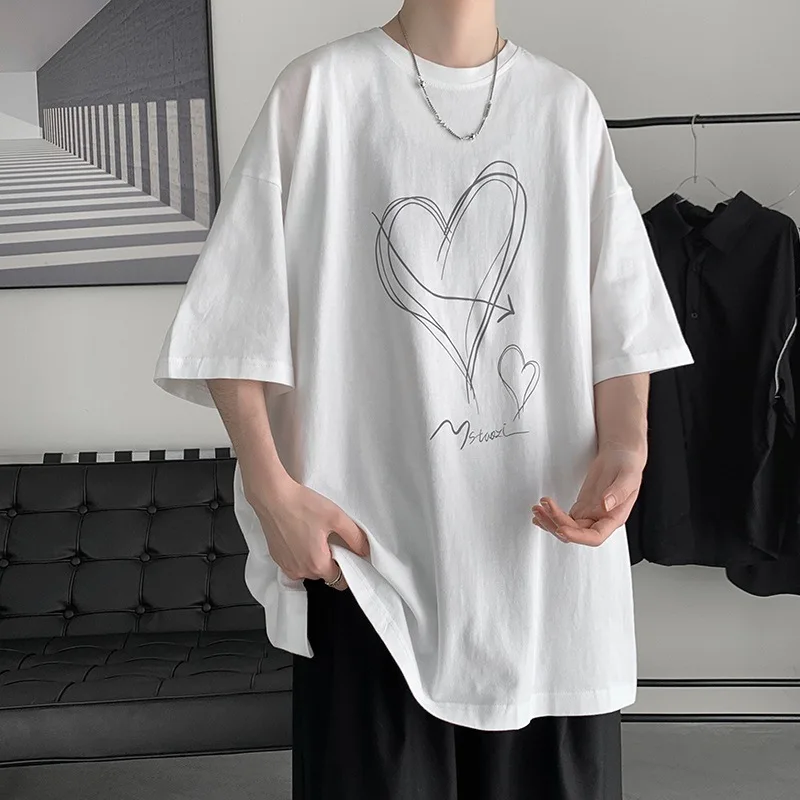 

EBAIHUI Solid Color Men's Short Sleeved T-shirt Oversized Casual Men's Top Summer Loose Round Neck Versatile T Shirt