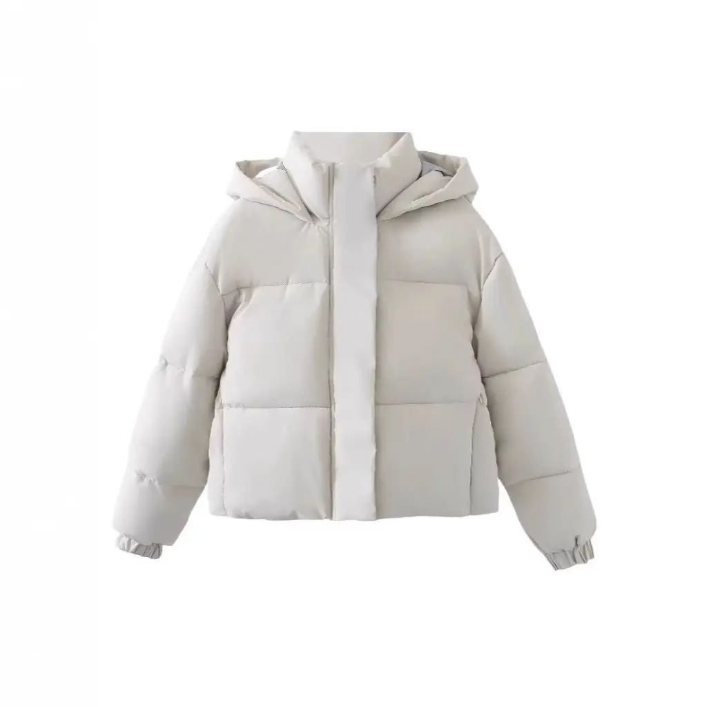 Giacca casual da donna con cappuccio Cappotto imbottito in cotone spesso Autunno Inverno Moda Semplice abbinamento Design con colla a pressione per tutte le stagioni