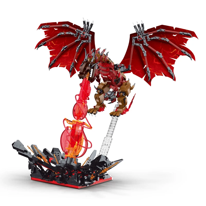 IN STOCK MOC 2 in 1 Creativity Flame Dragon Building Blocks Bricks Assembling Model DIY Toys for Boys Christmas Gift Set