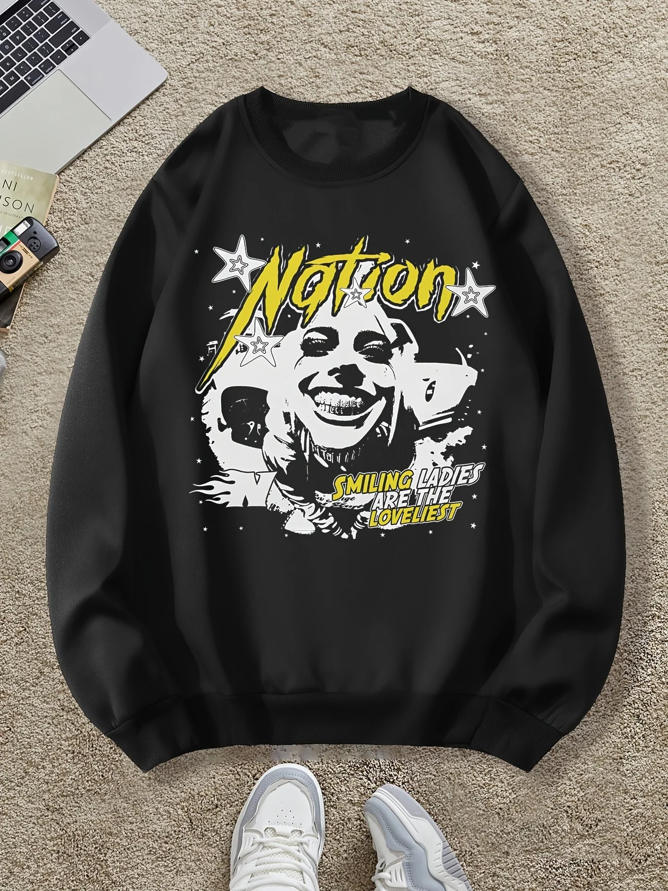 

Осенне-зимняя мужская и женская спортивная одежда с длинными рукавами и принтом в стиле ретро, повседневная свободная уличная уличная толстовка