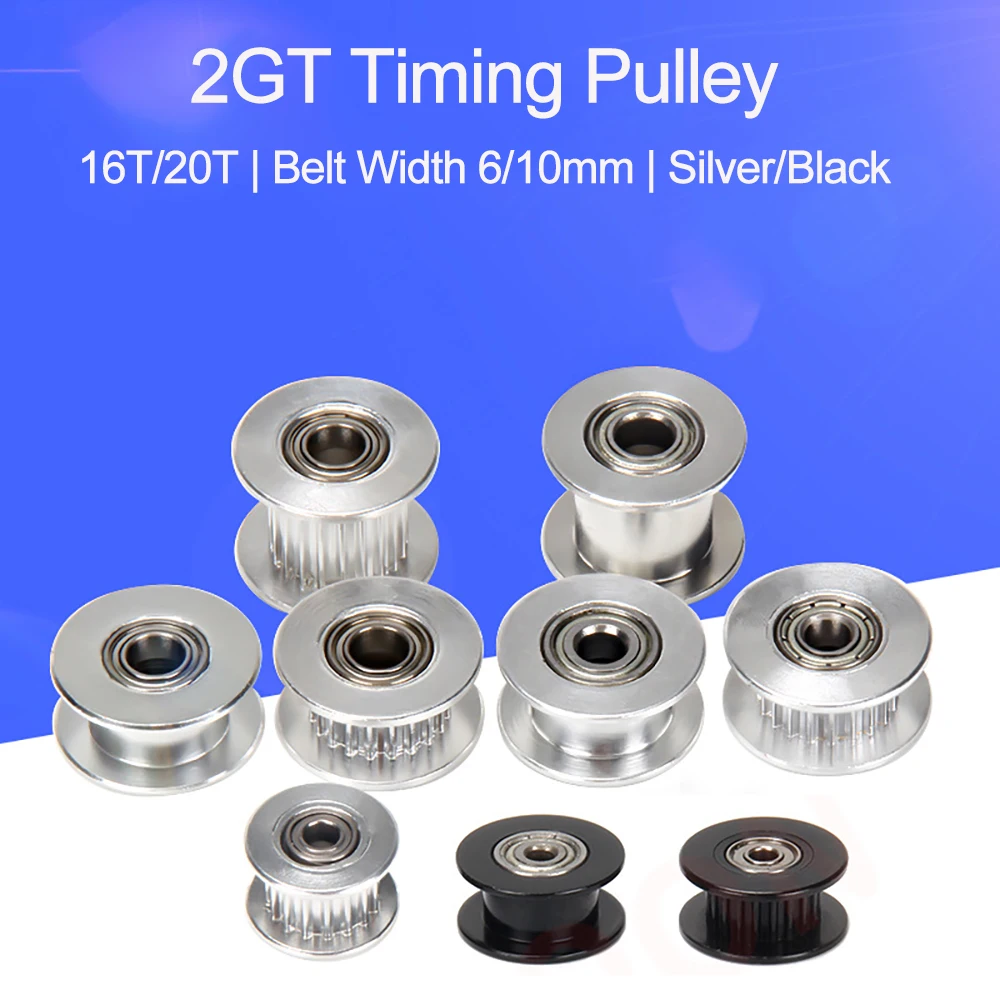 

GT2 Timing Drive Pulley Tooth 16/20 Teeth Passive 3/5mm Bore width 6/10mm with Bearing sIdler Pulley Wheel For 3D Printer Parts
