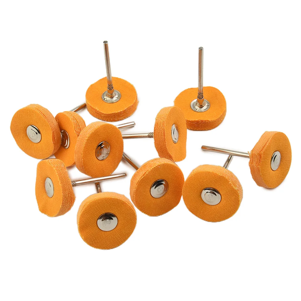 10pcs Buffing Wool Yellow Cotton Cloth Polishing Wheel Set Gadget Elements Shank Electrical Grinding Parts Supply