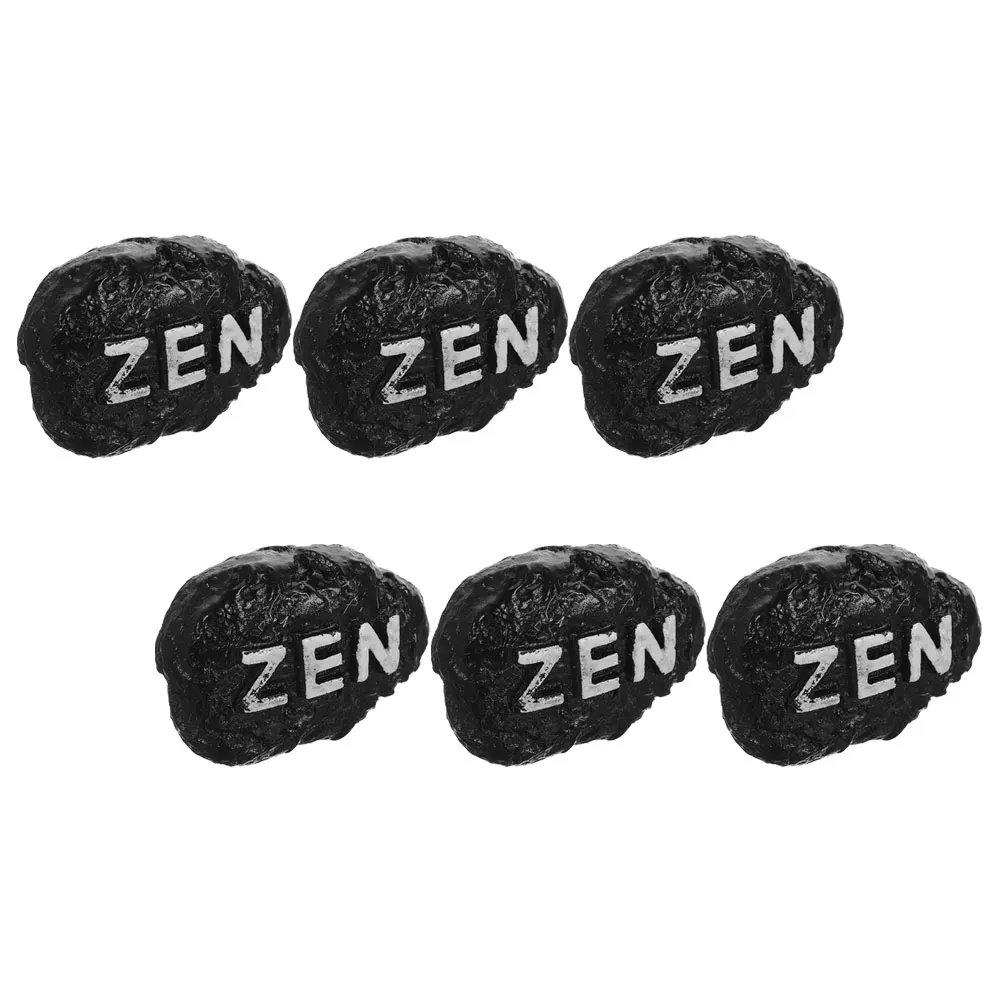

6pcs Resin Craft Rock Zen Garden Decor Stones Lettering L Yard Office Japanese Style Polished Stone Art Home Hotel