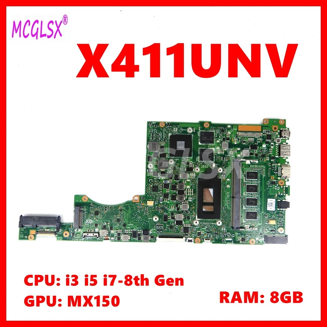 X411UNV Mainboard For ASUS X411U X411UN X411UA  X411UNV X411UF/UQ S4200 S4200U Laptop Motherboard i3/i5/i7 CPU 8GB-RAM MX150-V4G