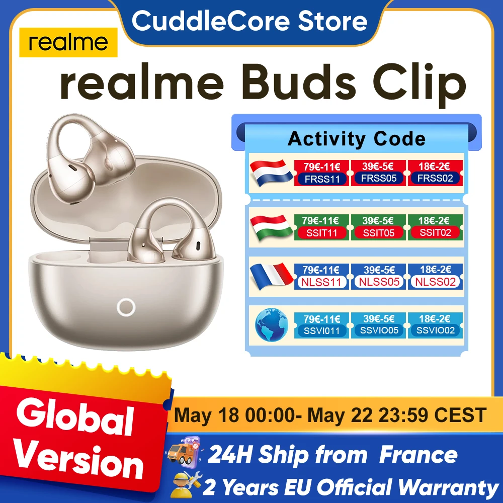 realme Buds Clip 2026 nouveau casque OWS ai 85db 36h autonomie de la batterie adaptée smartphone realme GT 8 pro realme 16 Pro plus bt5.4 IP55