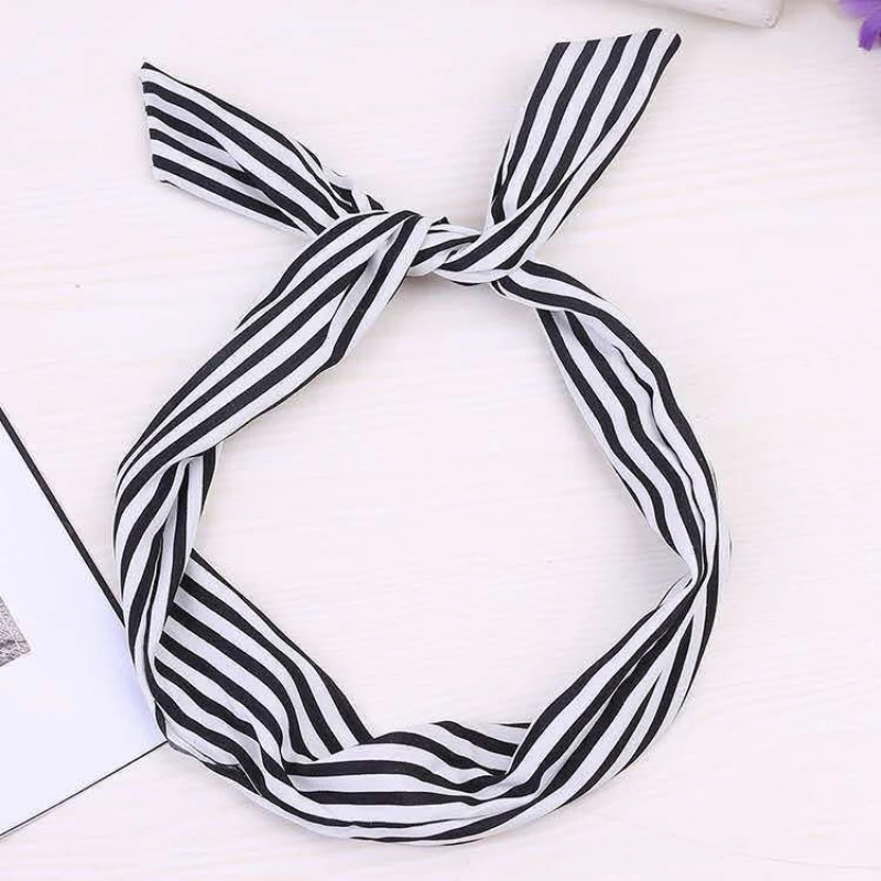 Internet Celebrity Stripe Hair Accessories Iron Wire Cross Knotted White Dot on Red Background Activity Rabbit Ears Bow Headband