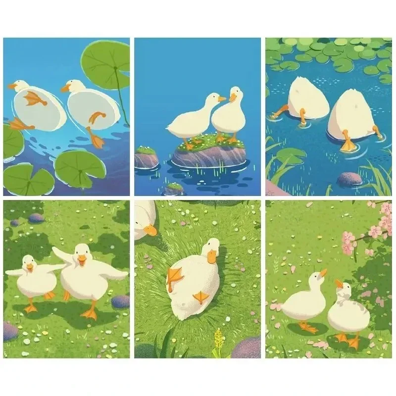 

598705 Cartoon Paint By Number For Kids Duck Handpainted Drawing On Canvas Picture By Number Animal Home Decoration Gift