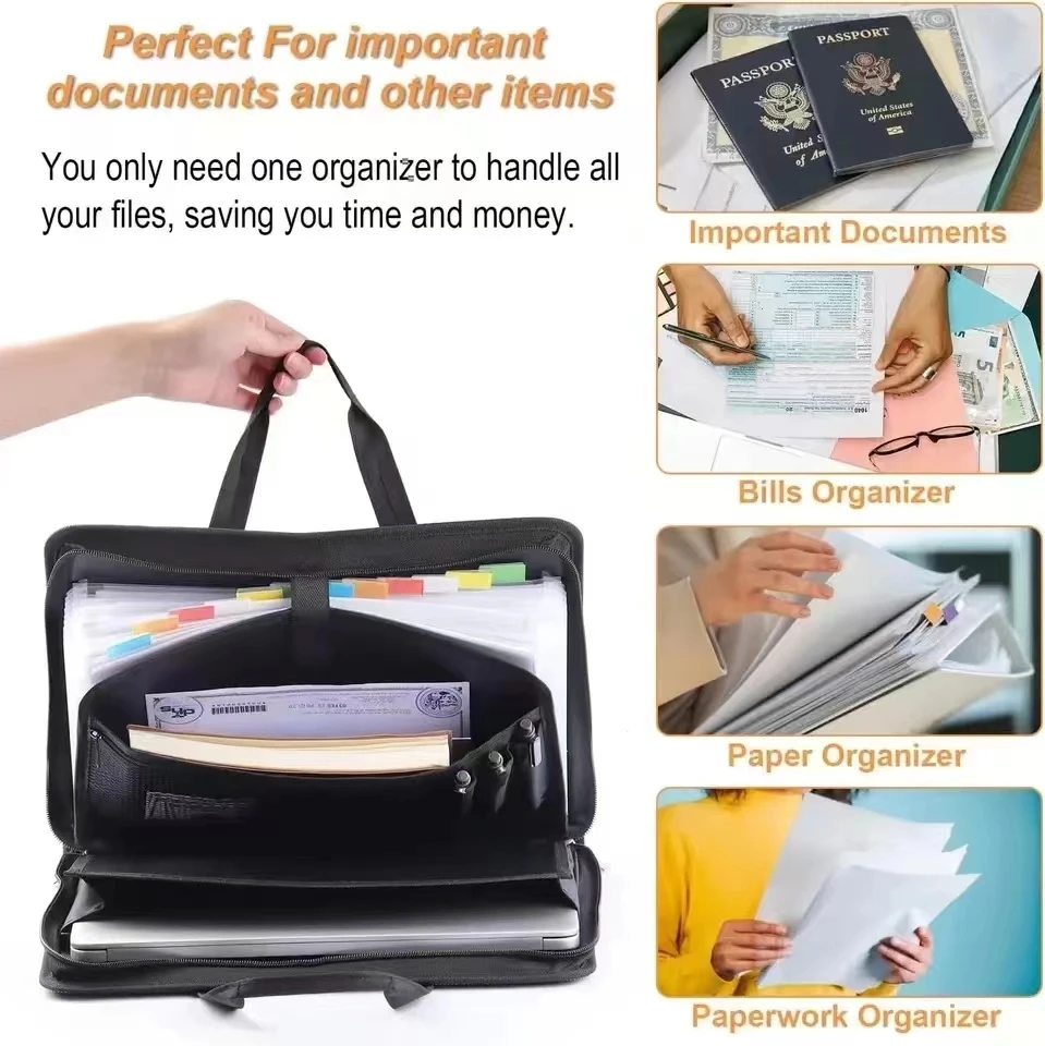 Saco suprimentos documento arquivo multiuso lona multi-camada material organizador pasta portátil acessórios bolsa à prova dwaterproof água