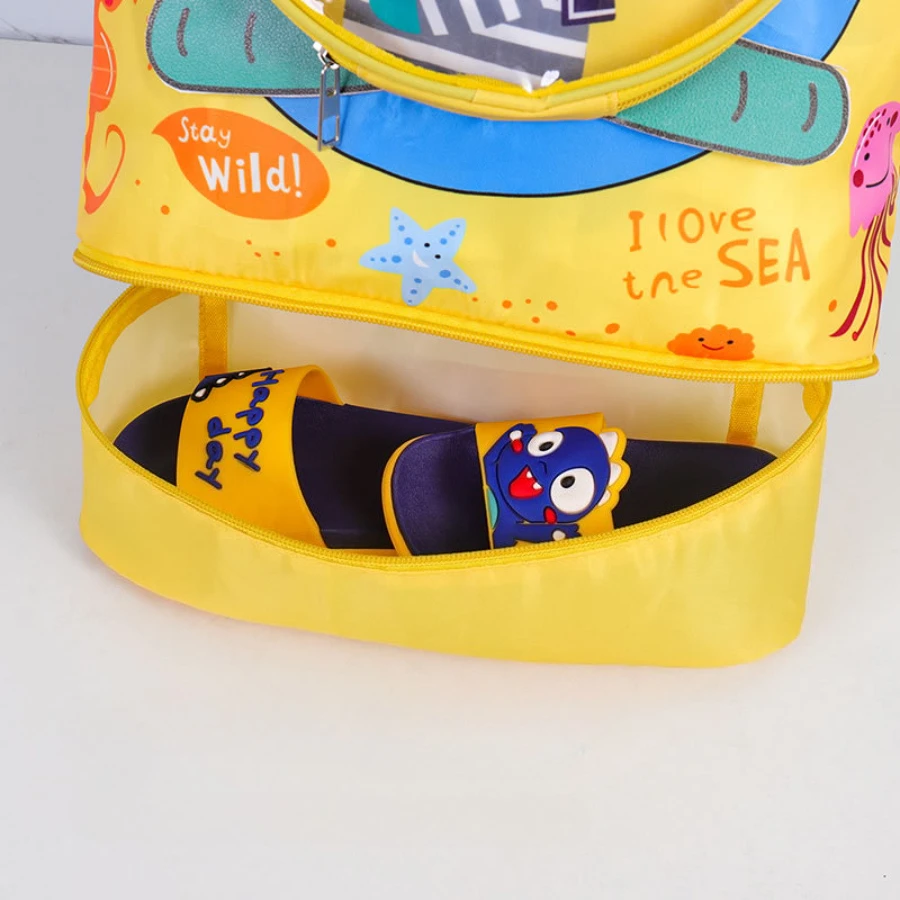 Children's swimming bag, cute cartoon backpack for students, double-layer dry and wet separation waterproof storage bag for men and women view 3