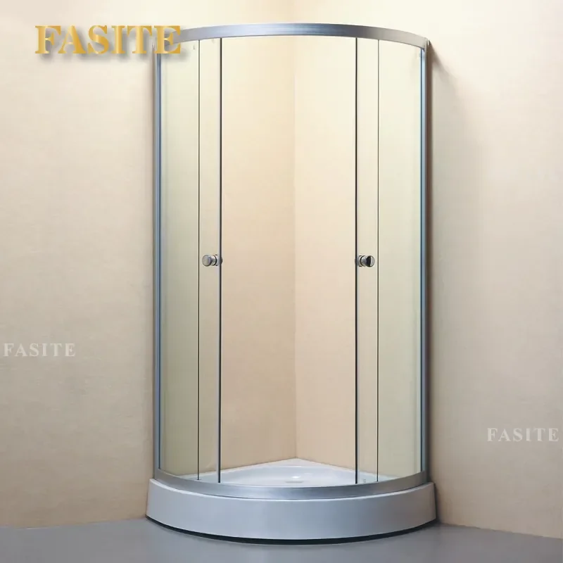 For Acrylic Shower Room with Bottom Basin Tempered Glass Arc Fan Simple Bathroom Enclosure Durable Waterproof Easy Clean