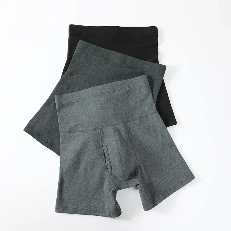 3pcMen's underwear: high-waisted, slimming, fat-fitting, oversized, anti-abrasion, waist protection, warmth, thickened and fleec