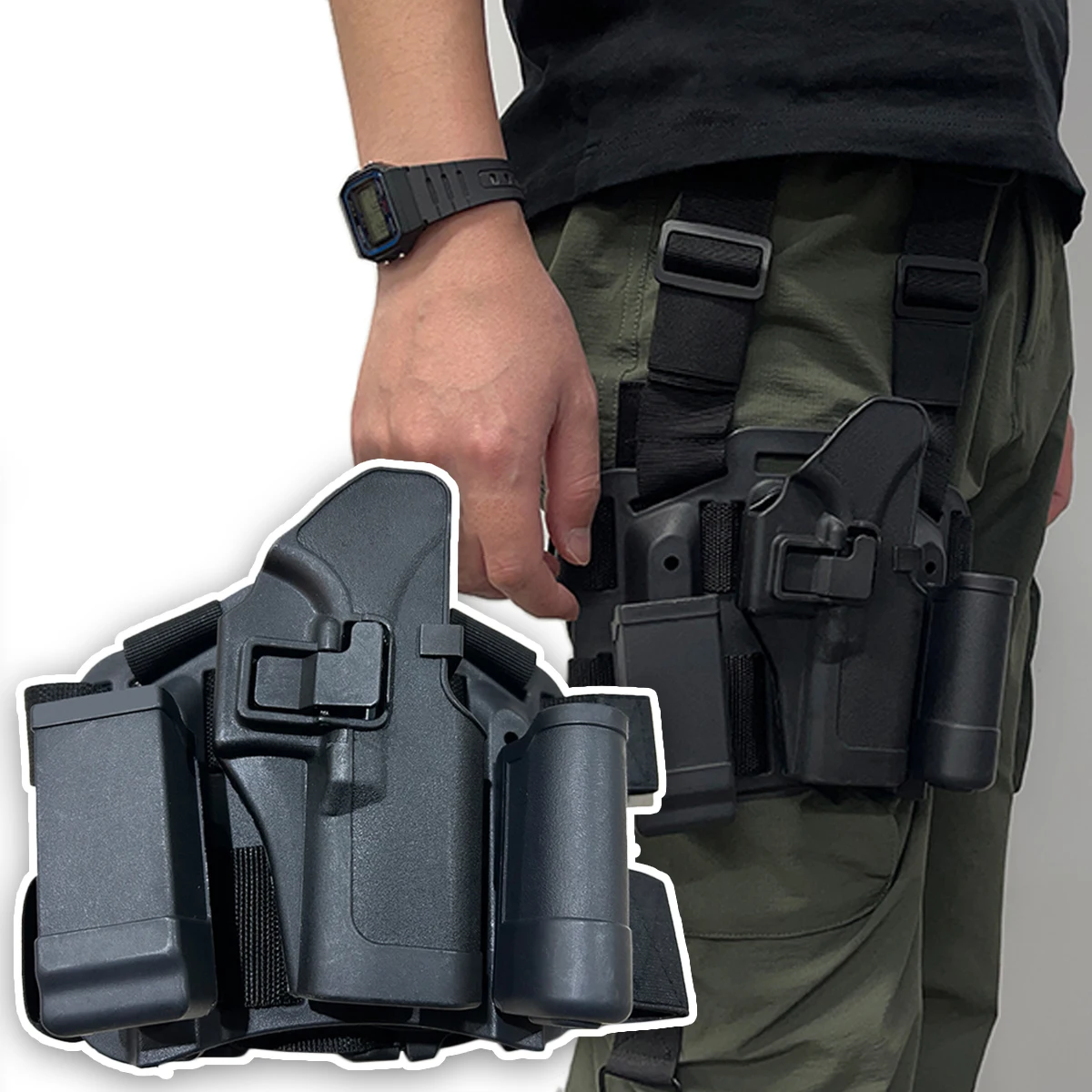 1911 Universal  Tactical Drop Leg Holster for with magazine box flashlight bag for Outdoor Hunting Airsoft Shooting Accessories