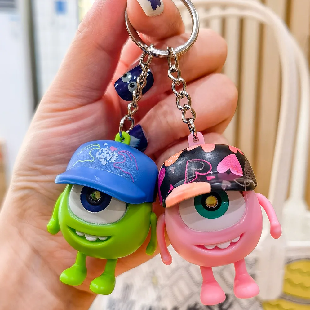 Disney Mickey&Minnie Mouse Action Figures Doll Toy Lilo Stitch Toys Monsters University Mike Keychain LED Light Pendent Kid Gift