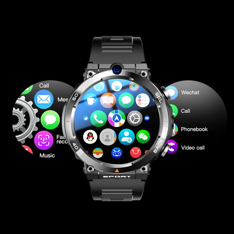 2024 Round 4G Net Smart Watch Men Android 8.1 Smartwatch Phone 900 mAh 5MP Camera GPS Wifi SIM Card Heartrate Adult APP Download