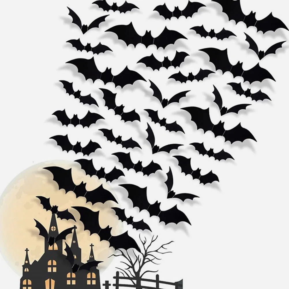 

36Pcs 3D Bat Stickers Halloween Wall Decals Removable PVC Creative Home Decoration 3D Bat Sticker