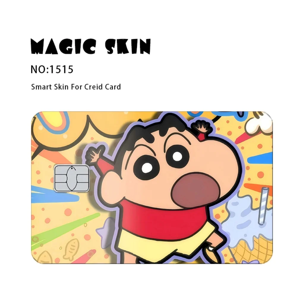 Kawaii Crayon Shin-Chan Small Chip Credit Card Thin Film Skin Suitable For Debit Card Cartoon Waterproof Decorative Sticker Gift
