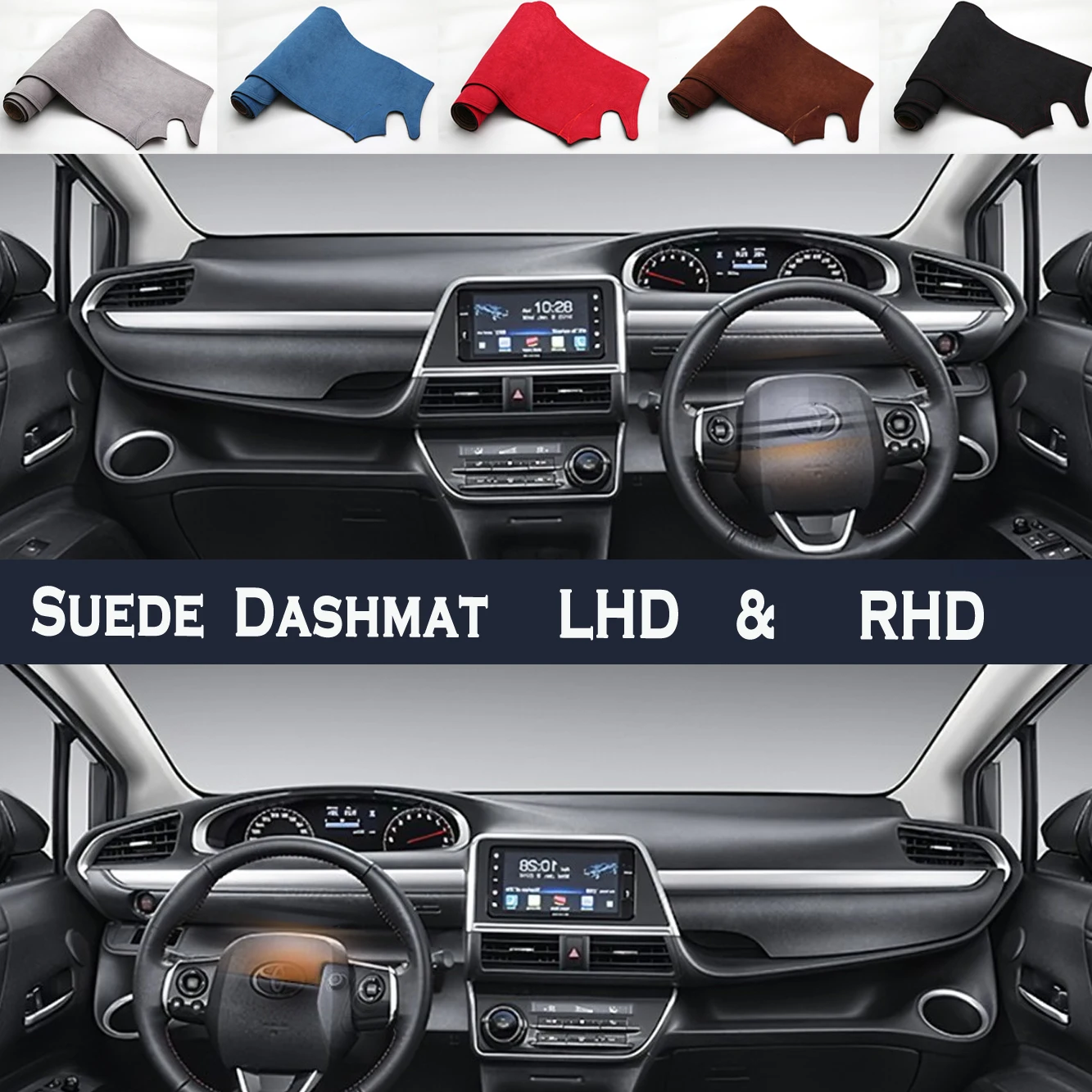 Car Styling Suede Dash Mat Covers Dashmat Dashboard Pad Protector Accessories For Toyota Sienta Xp170 2016 2017 2019 2020 2022