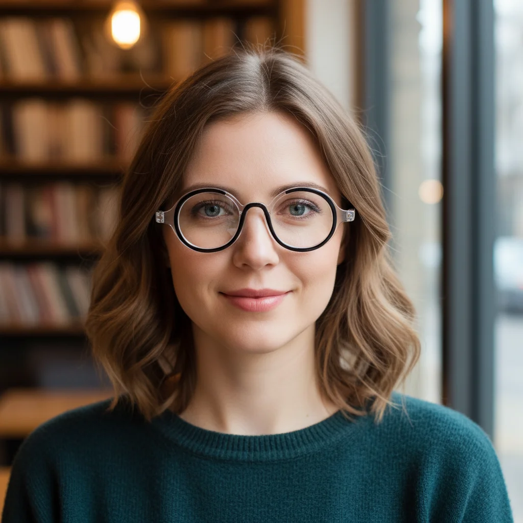 Vision Care Reading Glasses Round Frame Hyperopia Anti-Blue Light Glasses Ultra Light Resin Spring Leg Optical Frame Eyewear