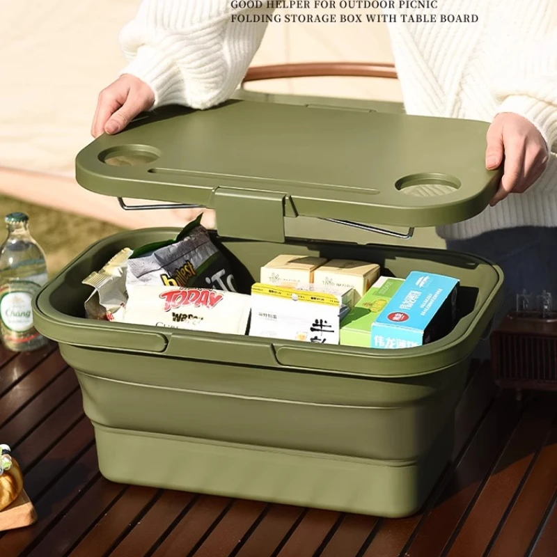 

Foldable Multifunctional Camping Storage Box -Multi-Purpose Waterproof Picnic Basket & Collapsible Bucket for Outdoor Adventures