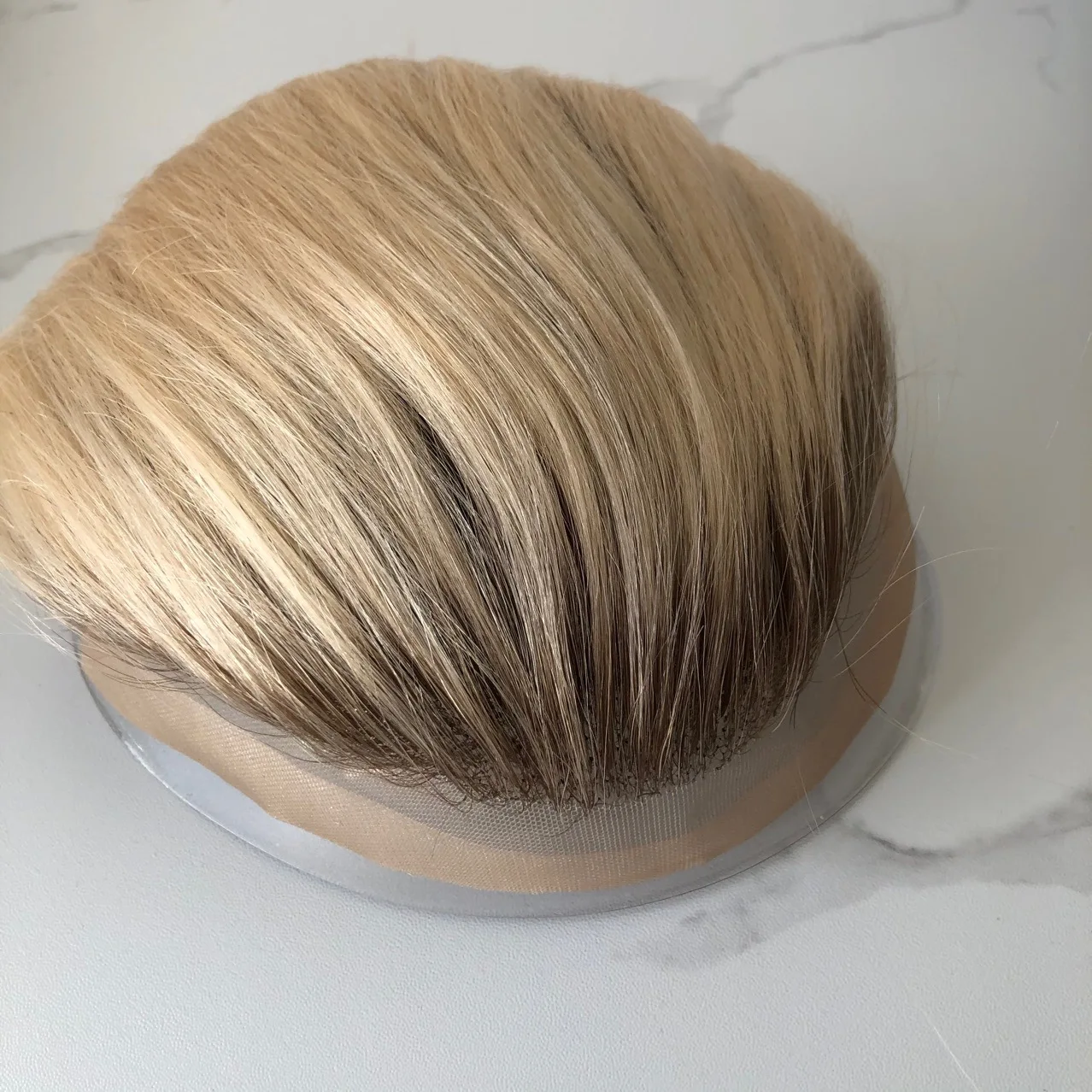 Human Hair Toupee For Men Thin Skin PU 8*10 Straight Hair Mens Wigs T4/613 Blonde Hair Replacement For Men Human Hair System