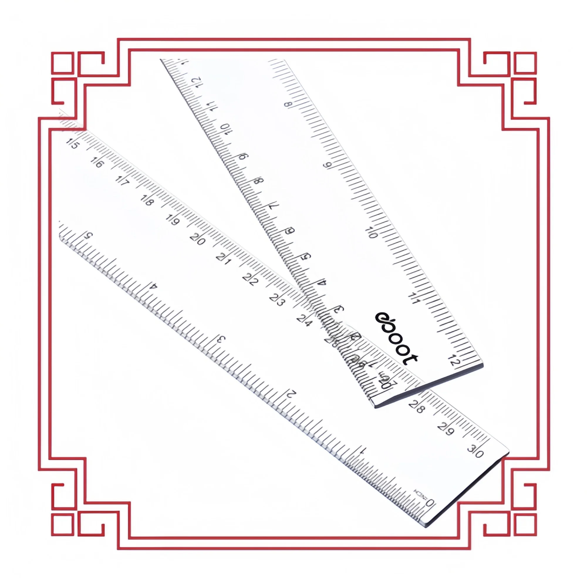 2パック 12インチ プラスチック定規 - 学校やオフィス用の透明な直定規