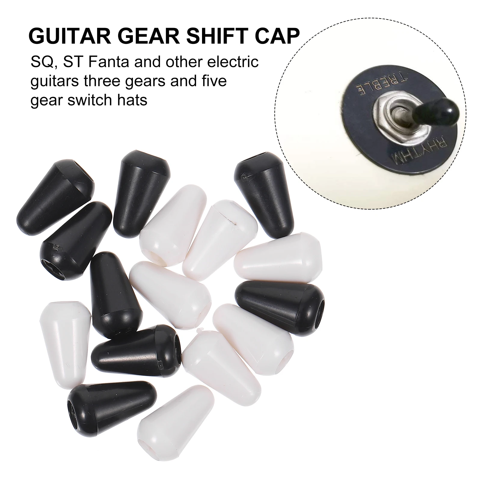 

16pcs Guitar Toggle Switch Tip Knobs Rubber Caps Electric Guitar Accessories Durable Compact Lightweight Black Gold