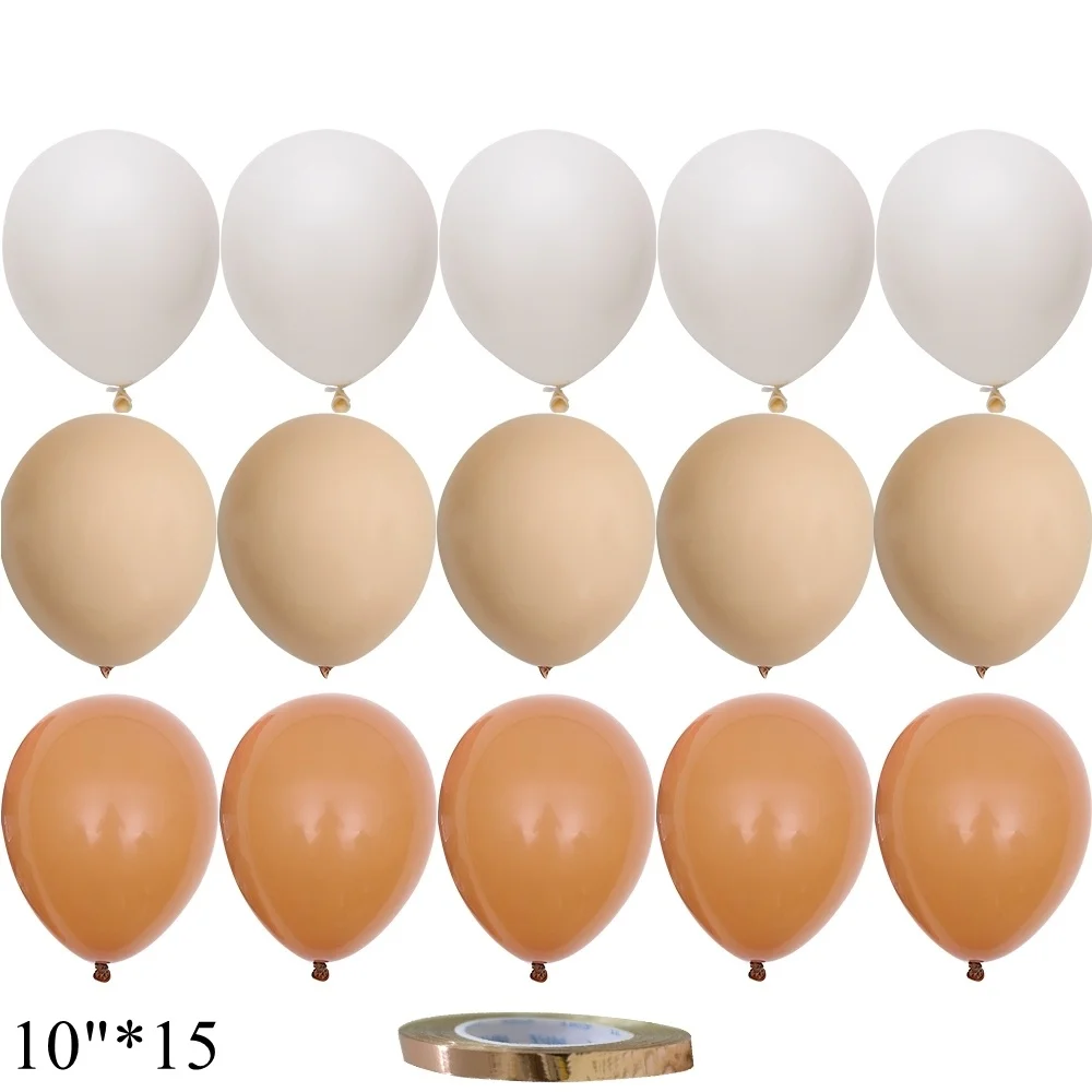 15/20PCS 10inch Balloons Vintage Retro Khaki Caramel Balloon Set for Wedding Anniversary Birthday Party Decoration DIY Supplies